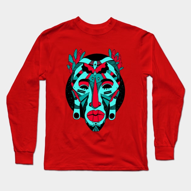 Turqred African Mask 1 Long Sleeve T-Shirt by kenallouis